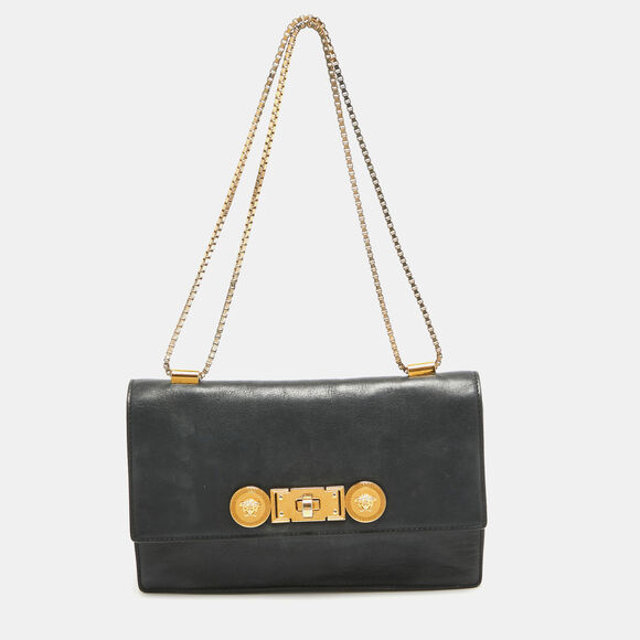 Versace Other - Versace Black Leather Icon Medusa Chain #129801V41B